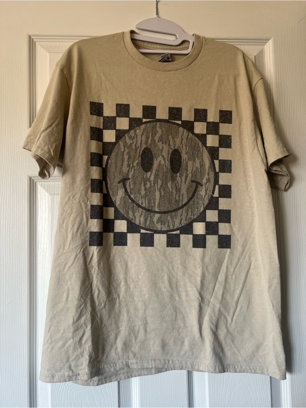 Camo Smiley with Checkered Background